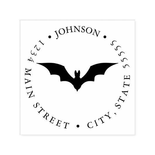 Einfaches Black Bat Silhouette Return Label Permastempel (Design)