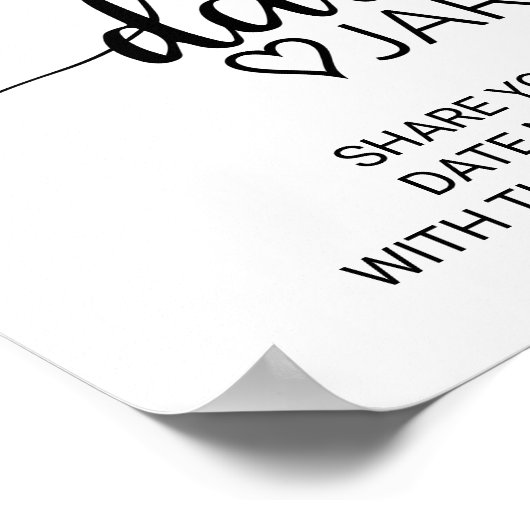 Einfaches Black Calligraphy Date Jar Sign Poster (Ecke)