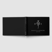 Einfaches Black Floral Monogram Wedding Guest Book Gästebuch (Voll)