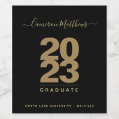 Einfaches Black & Gold Abschluss Weinlabel Weinetikett (Einzelnes Label)