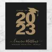 Einfaches Black & Gold Abschluss Weinlabel Weinetikett (Einzelnes Label)