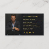 Einfaches Black Gold Beruflich Foto Law Business Visitenkarte (Rückseite)