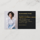 Einfaches Black Gold Line Corporate Modernes Foto Visitenkarte (Rückseite)