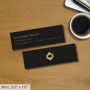 Einfaches Black Gold Luxe Logo Mini Visitenkarte
