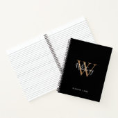 Einfaches Black Gold Script Monogram Name-Notebook Notizblock (Innenseite)