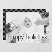 Einfaches Black Happy Holidays Foto Feiertagskarte (Vorne/Hinten)