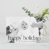 Einfaches Black Happy Holidays Foto Feiertagskarte (Stehend Vorderseite)