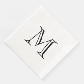 Einfaches Black Monogram Paper Napkin Serviette (Ecke)