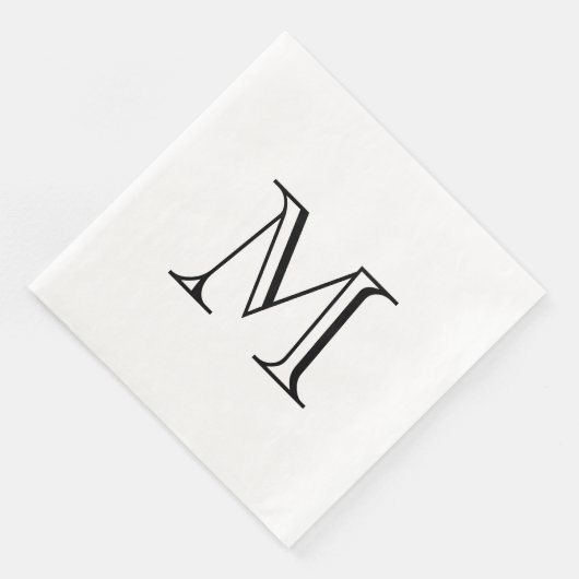 Einfaches Black Monogram Paper Napkin Serviette (Ecke)