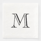 Einfaches Black Monogram Paper Napkin Serviette (Vorderseite)