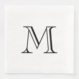 Einfaches Black Monogram Paper Napkin Serviette