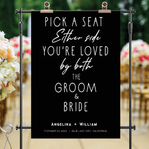 Einfaches Black Script Modernes Hochzeitswillkomme Poster
