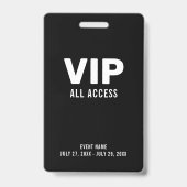 Einfaches Black VIP All Access Pass Event-ID-Abzei Ausweis (Front)