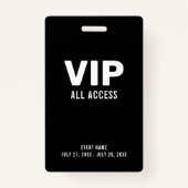 Einfaches Black VIP All Access Pass Event-ID-Abzei Ausweis (Vorderseite)