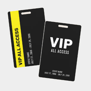 Einfaches Black VIP All Access Pass Event-ID-Abzei Ausweis