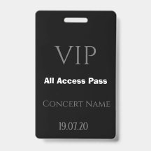 Einfaches Black VIP All Access Pass Konzert Abzeic