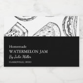 Einfaches Black & White Watermelon-Jam-Label Lebensmitteletikett (Einzelnes Label)