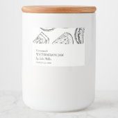 Einfaches Black & White Watermelon-Jam-Label Lebensmitteletikett (Vorderseite)