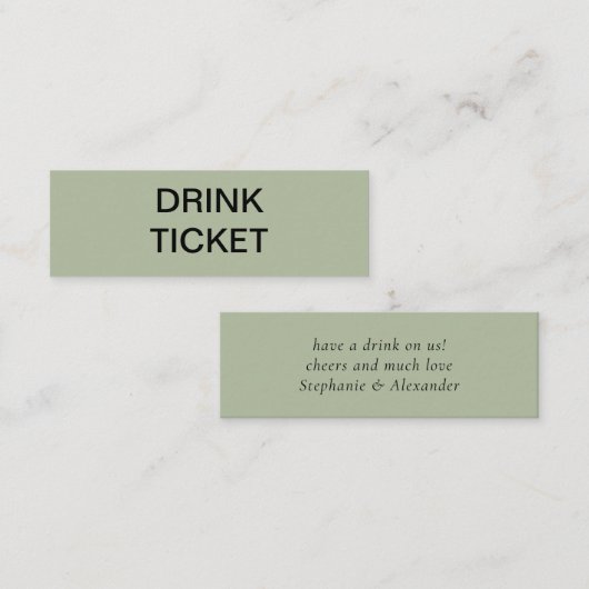 Einfaches Blatt Grün, neu verheiratet Mini Visitenkarte (Vorne/Hinten)