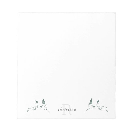Einfaches Blatt-Monogramm Notizblock (Vorderseite)