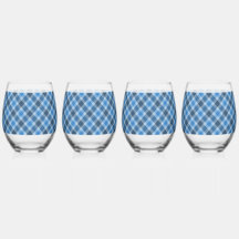 Einfaches Blau/Babyblau Gingham Diagonale Karierun