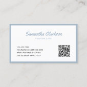 Einfaches, blau-kursives Skriptborder QR-Code Visitenkarte (Rückseite)