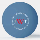 Einfaches Blau mit Rot und Weiß Tischtennisball (Vorderseite)
