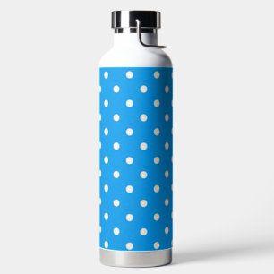 Einfaches Blau mit weißen Polka-Punkten Trinkflasche