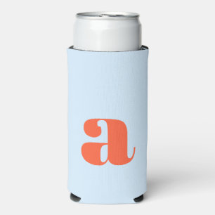 Einfaches Blau Orange Fett Retro Monogramm Anfangs Selters Dosenkühler