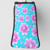 Einfaches Blau und Rosa Blume-Muster Golf Headcover (Rotieren 90)