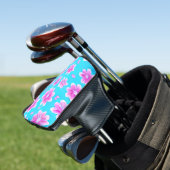 Einfaches Blau und Rosa Blume-Muster Golf Headcover (In Situ)