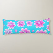 Einfaches Blau und Rosa Blume-Muster Seitenschläferkissen (Rückseite)