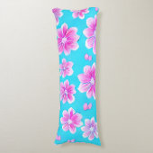 Einfaches Blau und Rosa Blume-Muster Seitenschläferkissen (Vorderseite Vertikal)