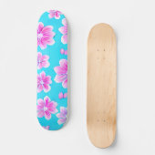 Einfaches Blau und Rosa Blume-Muster Skateboard (Vorderseite)