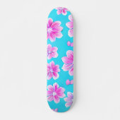Einfaches Blau und Rosa Blume-Muster Skateboard (Vorne)