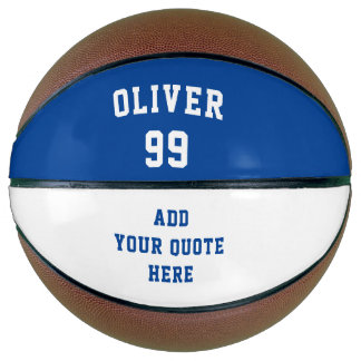 Einfaches Blau Weiß Name Nummer Zitat Basketball