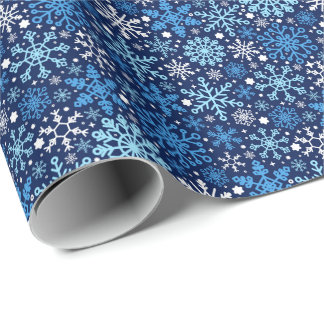 Einfaches Blau-Weiß-Schneeflockenmuster Geschenkpapier