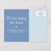 Einfaches blauer Farbblock - Doppeltes Foto Save t Ankündigungspostkarte (Rückseite)