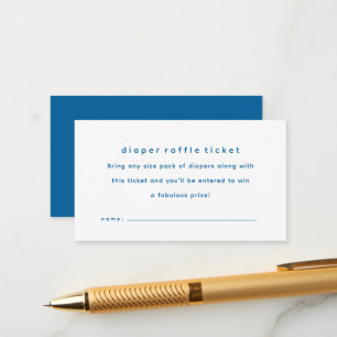 Einfaches blaues Babyshower-Windel-Raffle-Ticket Begleitkarte