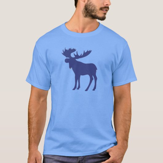 Einfaches blaues Elchsymbol T-Shirt (Vorderseite)