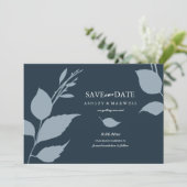 Einfaches blaues Foto Save The Date (Stehend Vorderseite)