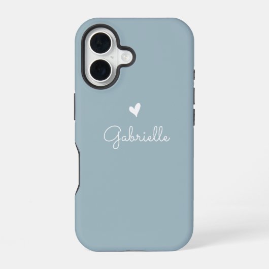 Einfaches blaues Herz mit Skriptnamen iPhone 16 Hülle (Rückseite)