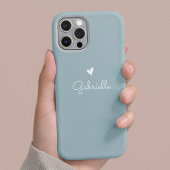 Einfaches blaues Herz mit Skriptnamen iPhone 16 Hülle