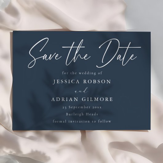 Einfaches blaues Minimal Moderne Hochzeit Save The Date