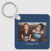 Einfaches blaues Minimalistisches Foto Schlüsselanhänger (Vorderseite)