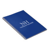 Einfaches blaues modernes Monogramm Notizblock (Rechte Seite)