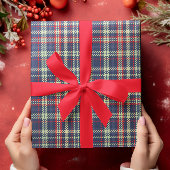 Einfaches blaues, rustikales Kariertes Muster Geschenkpapier