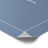 Einfaches, blaues Skript-Hochzeitszeichen Poster (Ecke)