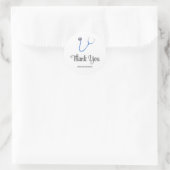 Einfaches blaues Stethoskop Danke Runder Aufkleber (Tasche)