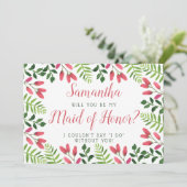 Einfaches Blossom | Werden Sie meine Trauzeugin se Einladung (Stehend Vorderseite)